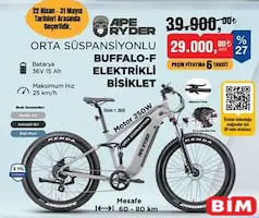 APE RYDER ORTA SÜSPANSİYONLU BUFFALO-F ELEKTRİKLİ BİSİKLET APE RYDER ORTA SÜSPANSİYONLU BUFFALO-F ELEKTRİKLİ BİSİKLET